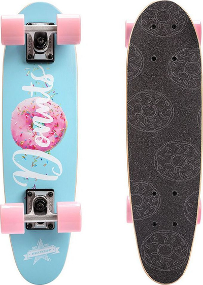 Skateboard Meteor Cruiser Donuts, druri 7 shtresa, kushineta ABEC-7, blu me rozë