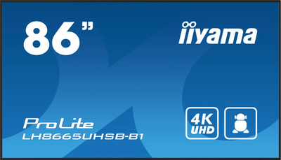 Monitor profesional Iiyama LH8665UHSB-B1, 86\", 4K Ultra HD, 800 cd/m², Wi-Fi, i zi