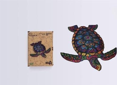 Puzzle druri Maksik Wooden Puzzle Long lived Turtle PuzA3 00738, formë breshke, për mosha 6+