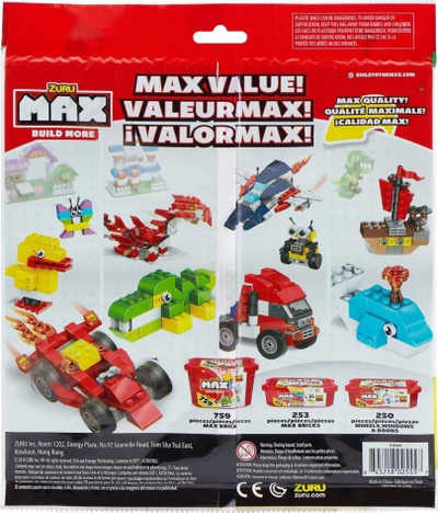 Основна плоча за градење MAX Build More, 10\"x10\", за градежни коцки, разнобојна
