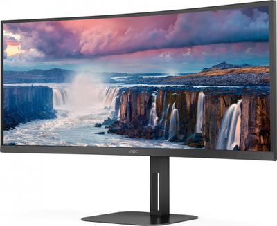 Monitor AOC CU34V5C/BK, 34'', 100Hz, 3440 x 1440 (UWQHD), VA, Class G, i zi