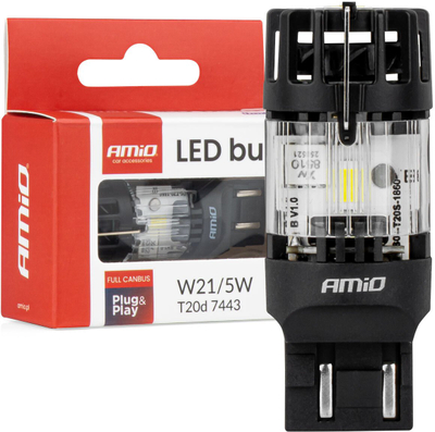 Llambë LED LumiTec T20D 7443 W21/5W, 12V, FULL CANBUS, e bardhë
