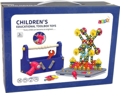 Set konstruktues LeanToys Construction Blocks In A Box, kaçavidë me bateri, kuti plastike, shumëngjyrësh