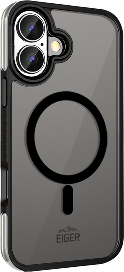 Kuti telefoni Eiger Mountain Air për iPhone 16 Plus, MagSafe, transparente e zezë