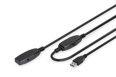 USB кабел Digitus DA-73106, USB-A во USB-A, 15 m, USB 3.0, црн
