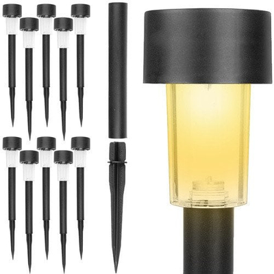 Set drita kopshti solare LED, 10 copë, të papërshkueshme nga uji, dritë e ngrohtë