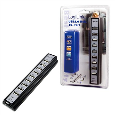 Qendër USB Logilink UA0096, 10 porta, e zezë/e hirtë