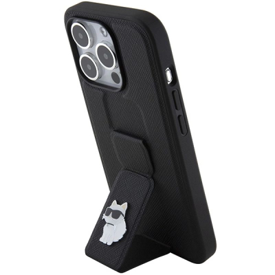 Futrollë telefoni Karl Lagerfeld KLHCP15XGSACHPK, për iPhone 15 Pro Max, me Gripstand, e zezë