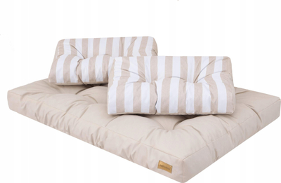 Jastëk kopshti LEO për paleta, set 1+2, 120x82 cm, ecru me vija