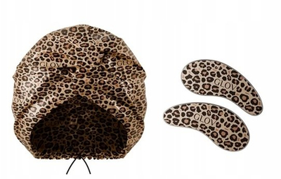 Set për kujdes trupi GLOV The Lazy Luxe Duo, bonnet sateni, patch-e silikoni për sy, leopard