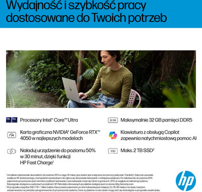 Laptop HP OmniBook 7 AI 16-ay0217nw, 32GB, 1TB, i argjendtë