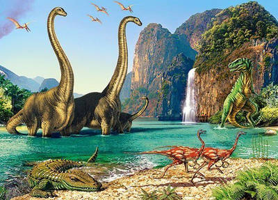 Puzzle Castorland In the world of dinosaurs, 60 elemente, shumëngjyrëshe