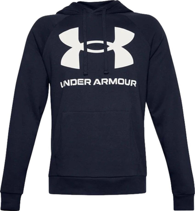 Bluzë me kapuç Under Armour Rival Fleece Big Logo HD për burra, pambuk poliester, masa M, blu e errët