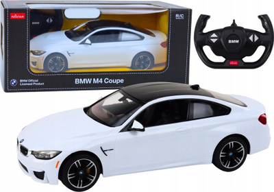 Машина со далечински управувач Rastar BMW M4 Coupe, размер 1:14, со далечински управувач 2.4G, бела