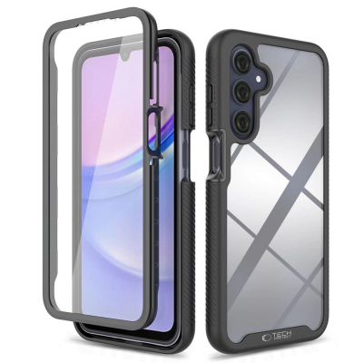 Mbrojtëse telefoni Tech-Protect DEFENSE360 për Galaxy A16 4G 5G, xham hibrid, dy pjesësh, e zezë