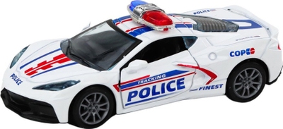 Makina lodër policie metalike, 1:32, me mekanizëm pull back, shumëngjyrëshe