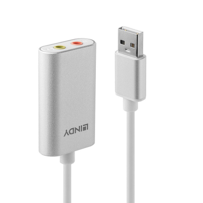 Adapter audio Lindy USB Type A, dalje 3.5mm, hyrje mikrofon 3.5mm, i zi