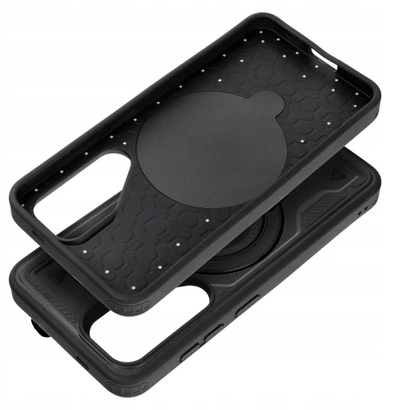 Заштитна маска за телефон OEM FROST ARMOR, за Samsung Galaxy S25 Edge, со прстен, црна