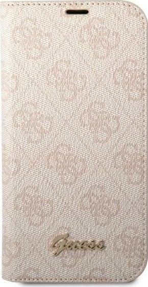 Kuti mbrojtëse Guess 4G Metal Book për iPhone 14 Pro Max, PC TPU, rozë
