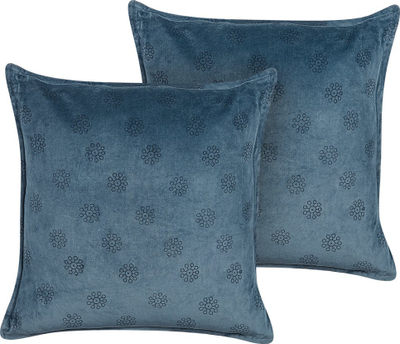 Set me jastëkë dekorativë SESELI, 2 copë, velvet, 45 x 45 cm, blu e errët