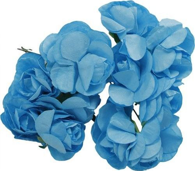 Lule dekorative letre Titanum Paper Roses, 25 mm, set me 12 copë, blu