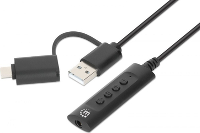 Kartë zëri e jashtme Manhattan 153560, USB A dhe USB C, 3.5mm, e zezë