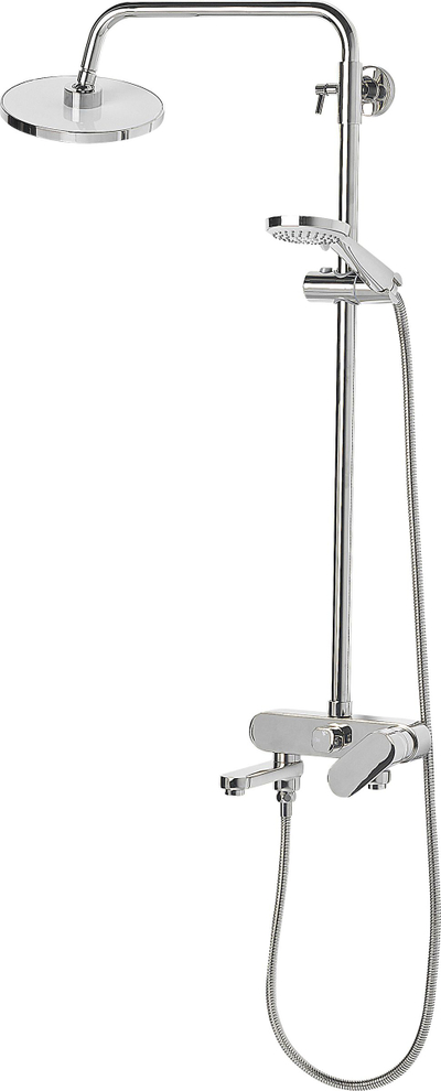 Set dushi me mixer GURARA Rainshower, kokë e madhe dushi, dush dore, argjendtë