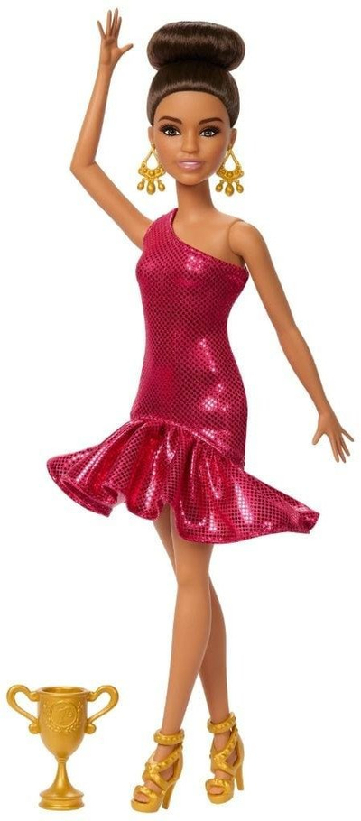 Kukull Barbie Ballroom Dancer, me fustan vallëzimi të kuq