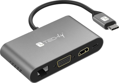 Docking station Techly IADAP USB31-DOCK3, USB-C 8 me 1, HDMI 4K, gri