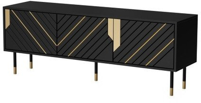 Kabinet TV Cama Meble 3D Mountain, 154 cm, sistem push to open, i zi me të artë