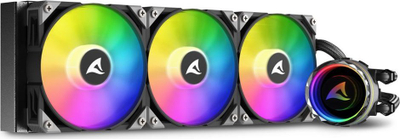 Sistem ftohjeje me ujë Sharkoon S90 RGB, radiator 360mm, 3 llapa ftofëse RGB, i zi