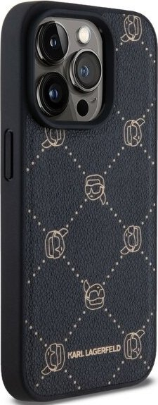 Mbulesë telefoni Karl Lagerfeld Karl Heads MagSafe, për iPhone 15 Pro, prej poliuretani, e zezë