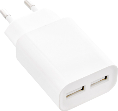 Karikues USB InLine DUO, 2 porta, 5V 2.1A, i bardhë