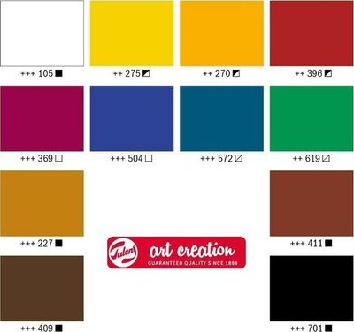 Set bojëra akrilike Talens Art Creation 9011713M, 12x12ml, 12 ngjyra, me kavalet tavoline