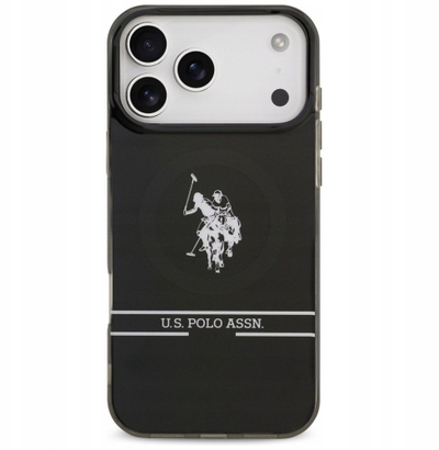 Futrollë MagSafe U.S. Polo DH Bottom Stripe Logo për iPhone 17 Pro Max, plastike, i zi
