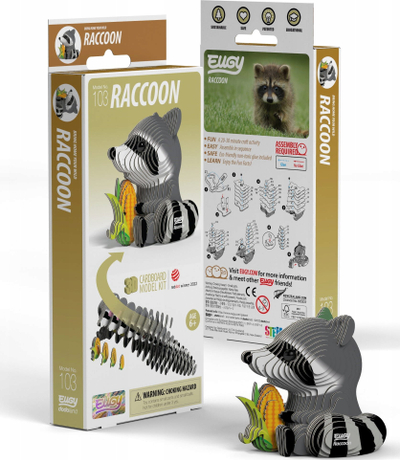 Puzzle 3D Eugy Raccoon, 46 pjesë, lodër edukative, shumëngjyrëshe