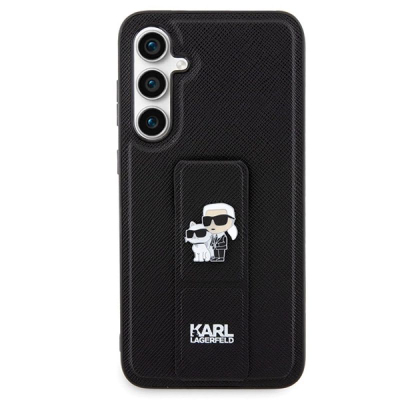 Kapak telefoni Karl Lagerfeld Saffiano Grip Stand për Samsung Galaxy S23 FE, me mbajtëse, i zi