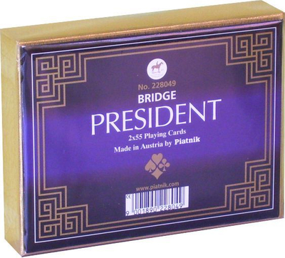 Karta loje Piatnik President, set me 2 kuvera, kuti e artë