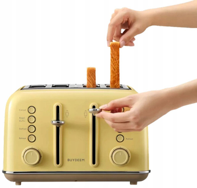 Toaster Mellow Yellow, 4 feta, 7 shkallë pjekje, i verdhë