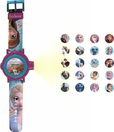 Orë projektor për kalamaj Lexibook Frozen 2 DMW050F, me ekran digjital, 20 figura, blu me vjollcë