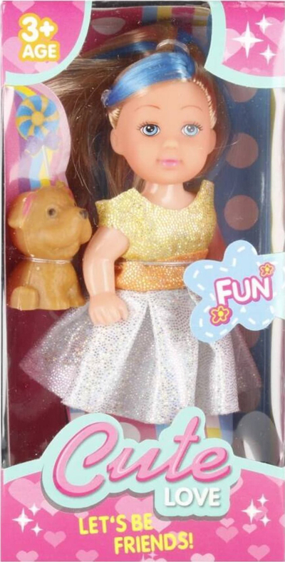 Kukull me qenush Mega Creative Doll Dog, 12cm, për kalamaj 3+, shumëngjyrëshe