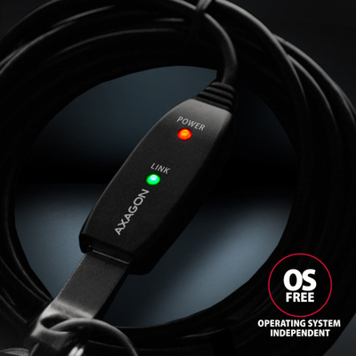 USB кабел Axagon ADR-310, USB A во USB A, 10 m, црн