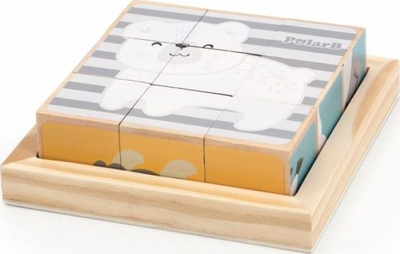 Puzzle druri Viga Toys PolarB, 6 anësh, 9 kuba, shumëngjyrësh