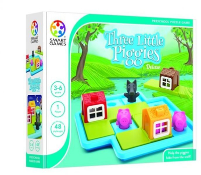 Пазл игра SmartGames Трите прасиња Deluxe, едукативна, за деца 3-6 години, шарена