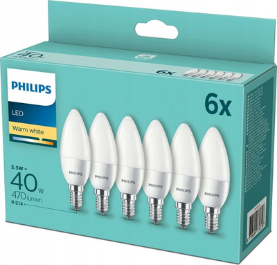 Llambë LED Philips Classic, sa një 40W, me bazë E14, set me 4 copë, e bardhë matt