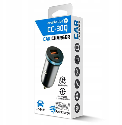 Karikues makine everActive CC-30Q, USB dhe USB C, Quick Charge 3.0, i zi