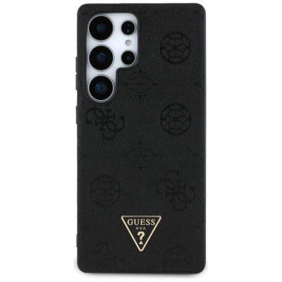 Kapak telefoni Guess Grained Hot Stamp Peony, për Samsung Galaxy S25 Ultra, MagSafe, i zi