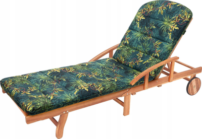 Jastëk lezhe kopshti Hobbygarden Amelia, 185x60 cm, 6 cm trashësi, jeshil me motive bimore
