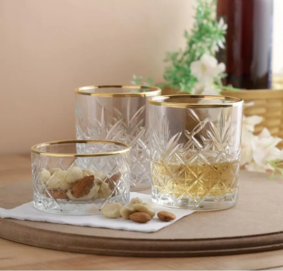 Set - Timeless gotë 2 copë + enë për grimtësira 1 copë, transparent/artë