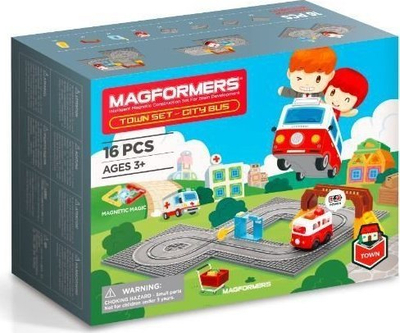 Сет магнетни блокови Magformers Town Set City Bus, конструктивен, за деца 3+
